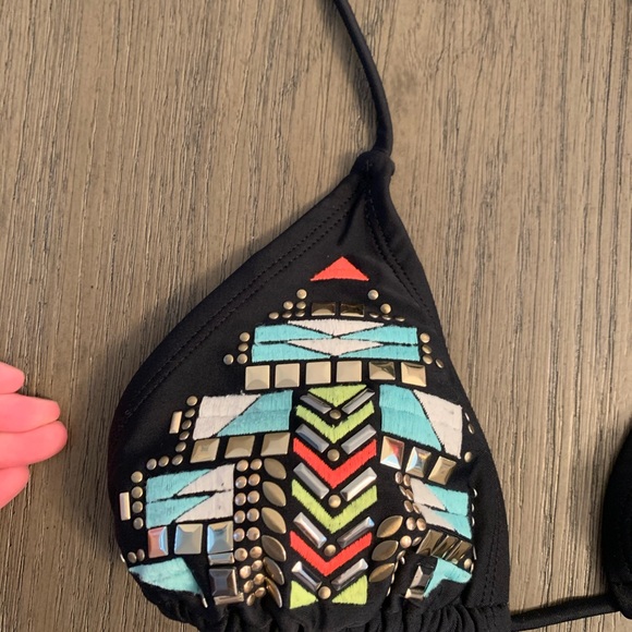 Xhilaration Embellished Triangle Bikini Top - Picture 2 of 4